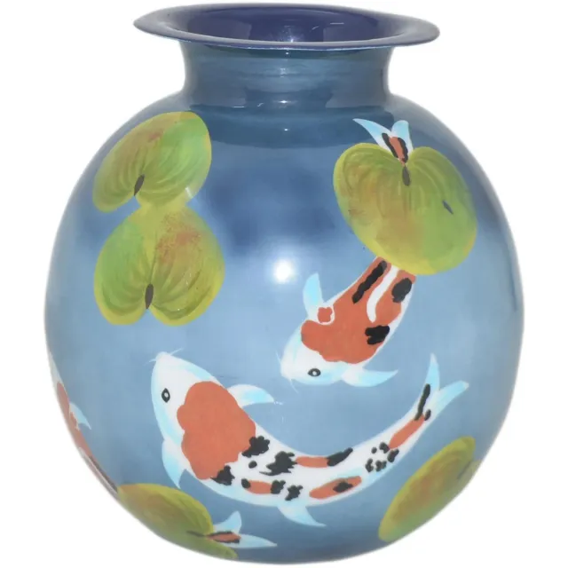 Colmore by Diga Vaas- vissen- blue enamel IR 24x24x26 cm blauw