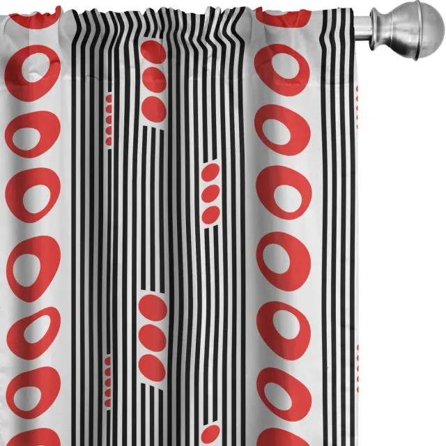 ABAKUHAUS Gaasgordijnen – 2x75x245 cm – Microvezel – Donker koraal, zwart Dunkler Koralle Schwarz