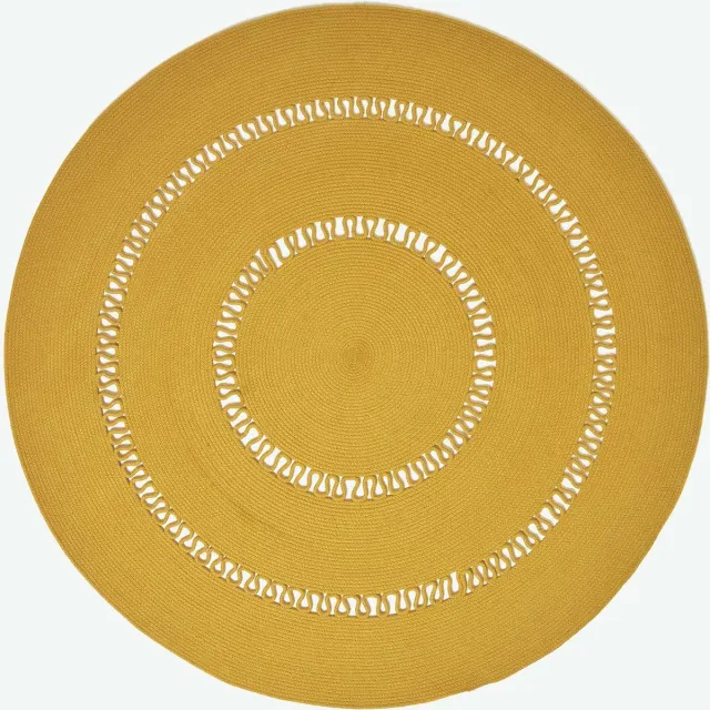 Homescapes Gevlochten Rond Gehaakt Vloerkleed Mosterdgeel, 120 cm