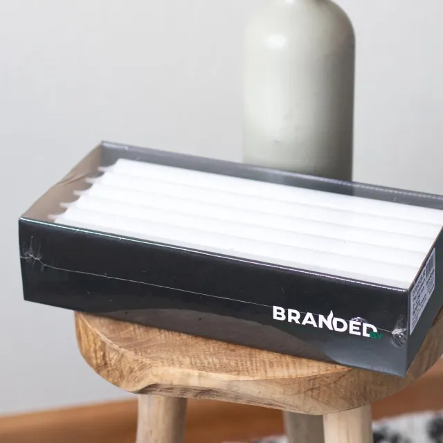 Branded by Dinerkaarsen - Kaarsen - Wit - 28 cm - 18 stuks