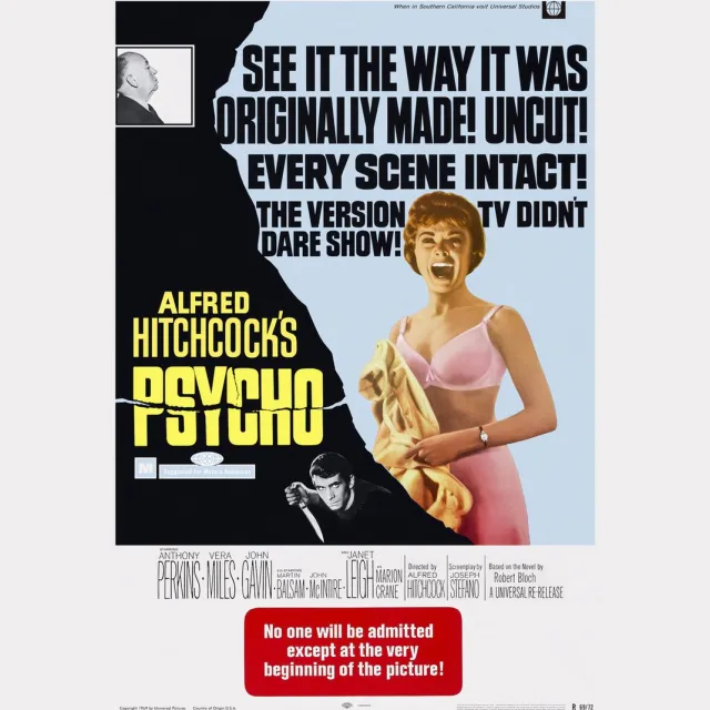 premium print Poster - Alfred Hitchcock's Psycho, Originele Filmposter, Premium Print, Professioneel Fotopapier Multikleur
