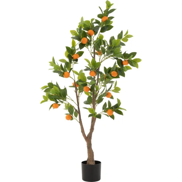 J-Line sinaasappelboom in pot - kunststof - oranje/groen - large