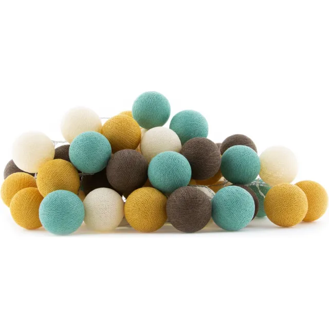 Cotton Ball Lights LED lichtslinger voor binnen - Handgemaakt en Fairtrade - 50 lampjes - Earth