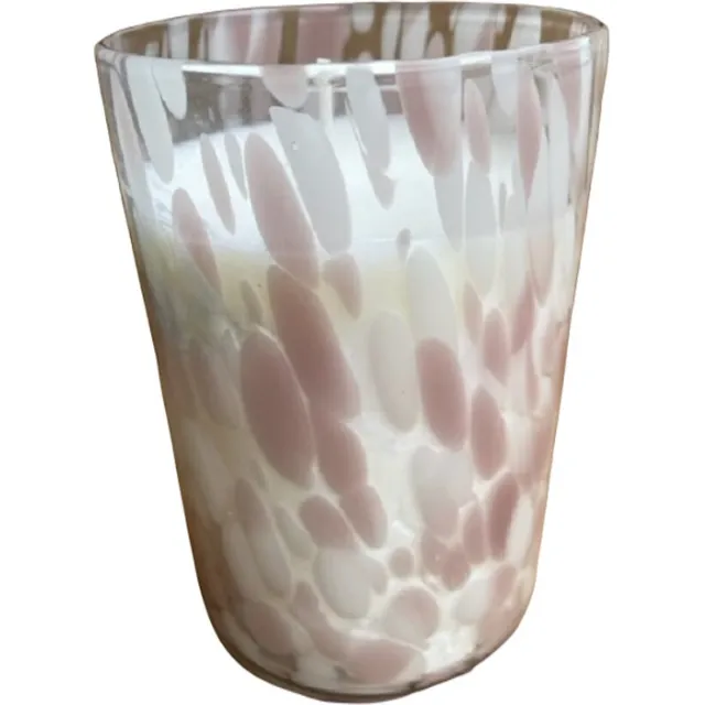 H&S Decoration Kaars in Glas - Roze - Ø15 cm wit/ roze/taupe