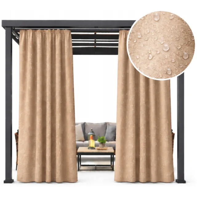 NOW-ART Merkloze Beige Waterdichte Gordijn 155x220 cm voor Terras & Balkon