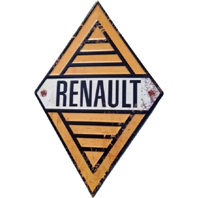 I&S Renault Metalen wandbord 40 x 60 cm. geel zwart wit