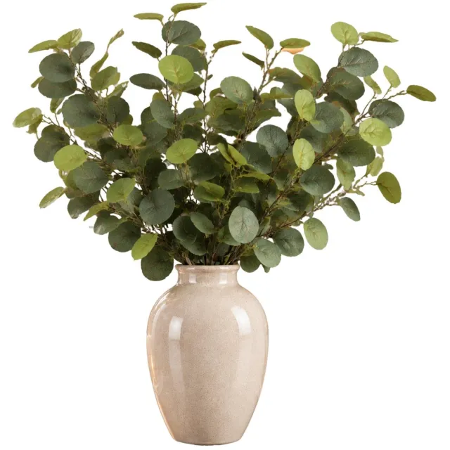 Mica Decorations Kunstplant takken Eucalyptus - 6x - H90 cm - lichtgroen - kunststof - bladgroen - siertakken