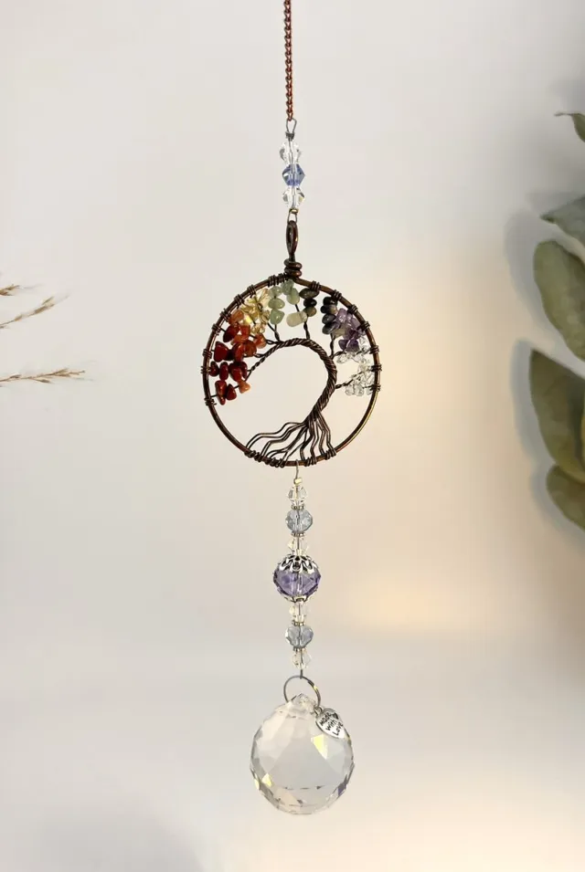 Cosy Casa Crystal Suncatcher - Tree of life - Kristal Zonvanger - Cadeau verpakking - Raam Decoratie - Kristallen - Zonnevanger - Edelsteen - Machisch - Gemstone - Rond