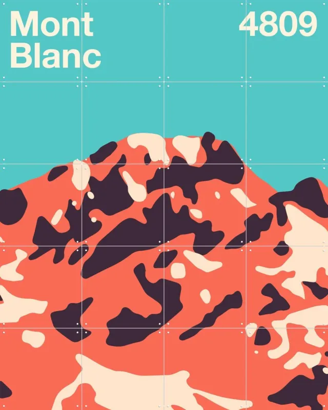 IXXI Mont Blanc, Florent Bodart - 80 x 100 cm - Grote wanddecoratie en posters - Illustraties, Abstract, Grafisch Ontwerp, Geometrische Kunst Rood