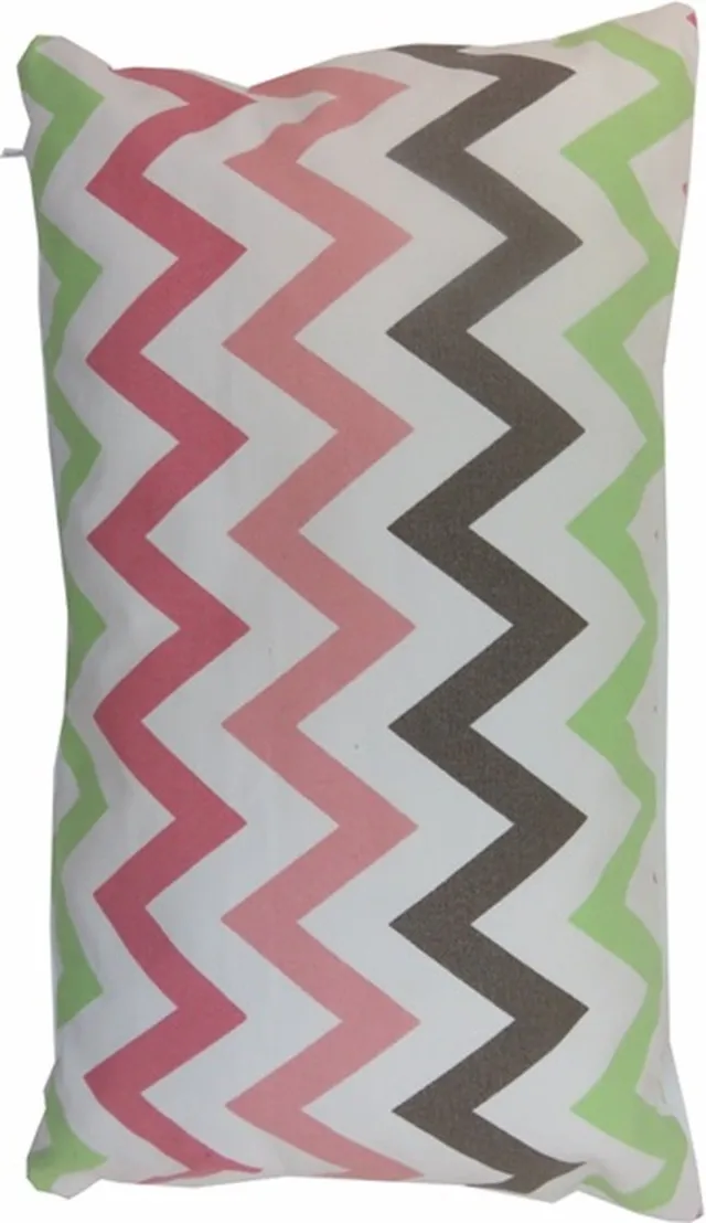 Linen & More Kussen Multi Zigzag Strawber | 30 X 50 | Sierkussen Voor Woonkamer Of Slaapkamer Wit