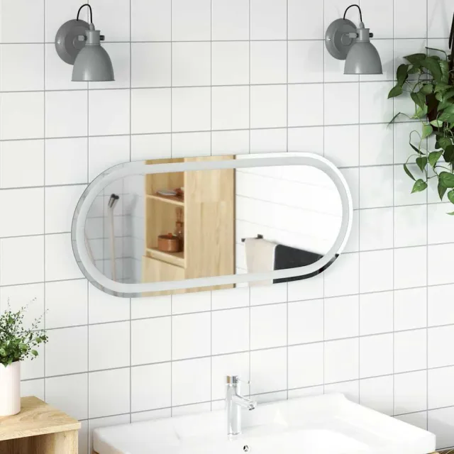 vidaXL Badkamerspiegel LED ovaal 90x40 cm Transparent