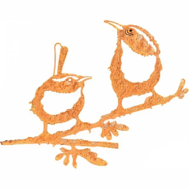 Art Bizniz Tuindecoratie - Geluksvogel - Winterkoning paartje - Roest metaal - 1335 Roestbruin