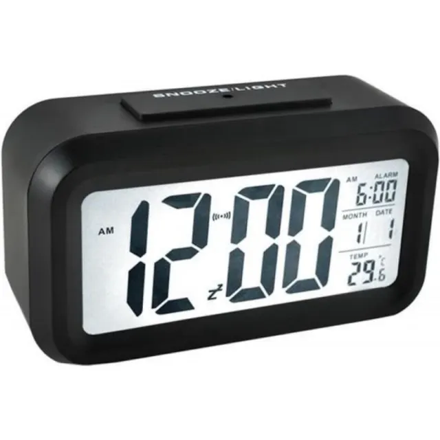 Segnale Digitale Wekker - Grote Cijfers – Alarmklok- Zwart - Snooze -Kalender- Temperatuur-Batterijen