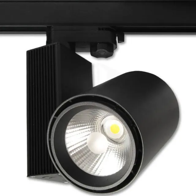 EcoBright LED Railverlichting - Track Spot - 30W - 3 Fase - Rond - Natuurlijk Wit 4000K - Mat Zwart - Aluminium