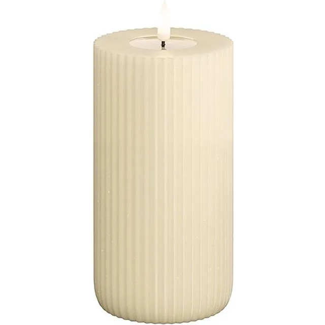 Deluxe Homeart Led Kaars Solid Stripe Cream 7,5 x 15 cm Creme