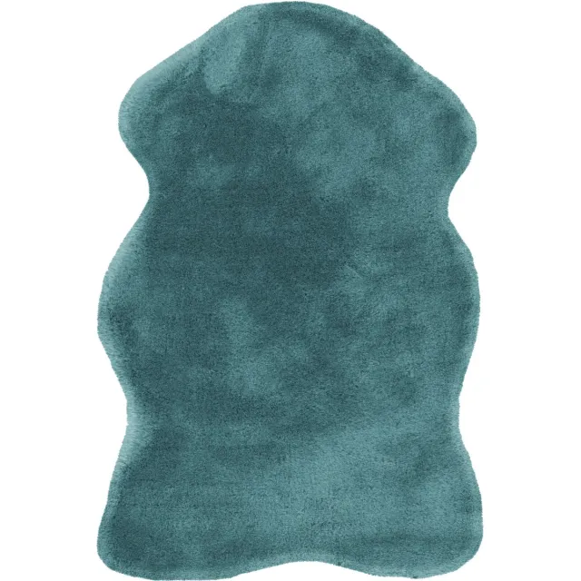 Padiro pluizig hoogpolig vloerkleed 60 x 90 cm - turquoise - modern effen ontwerp - voor vloerverwarming - van polyester en katoen blauw