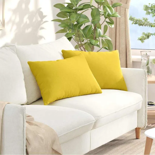 vidaXL Sofa Kussens 2 st Stof Lichtgeel 60 x 40 cm