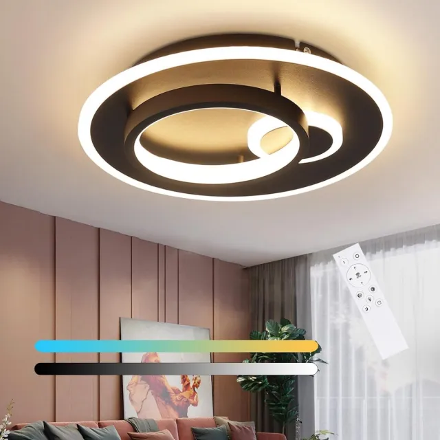NETTLIFE LED Plafondlamp - Zwart - rond - Dimbaar 3000-6000K - 33W moderne woonkamerlamp - slaapkamerlamp met afstandsbediening - voor hal | keuken | eetkamer | kantoor