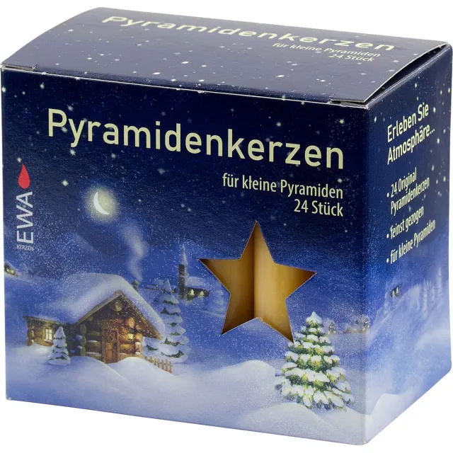 Ebersbacher Kerzen Piramide kaarsen - honing 24 stuks - piramide Ø 14 mm en 7 cm hoog - per 2 verpakkingen