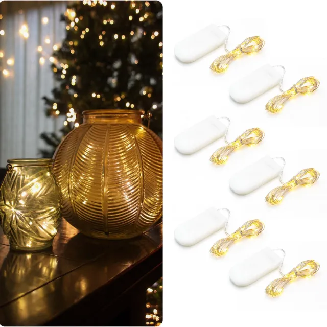 Giftmas Lichtsnoer Binnen en Buiten - 6x2 meter LED - Fairy Lights - Lampjes Slinger - Op Batterijen - Sfeerverlichting