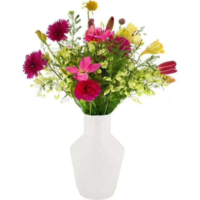 Dijk Natural Collections Bloemenvaas Splash - wit/goud - keramiek - D18 x H28 cm