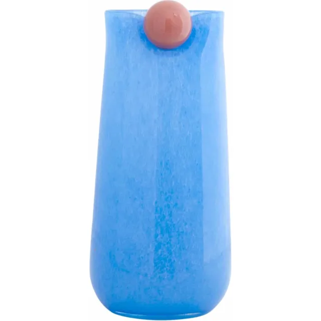 Present Time Vaas Bolita Large - Blauw - Ø16cm - Glas - Scandinavisch - Bloemenvaas - Woondecoratie - Decoratieve vaas voor woonkamer of slaapkamer