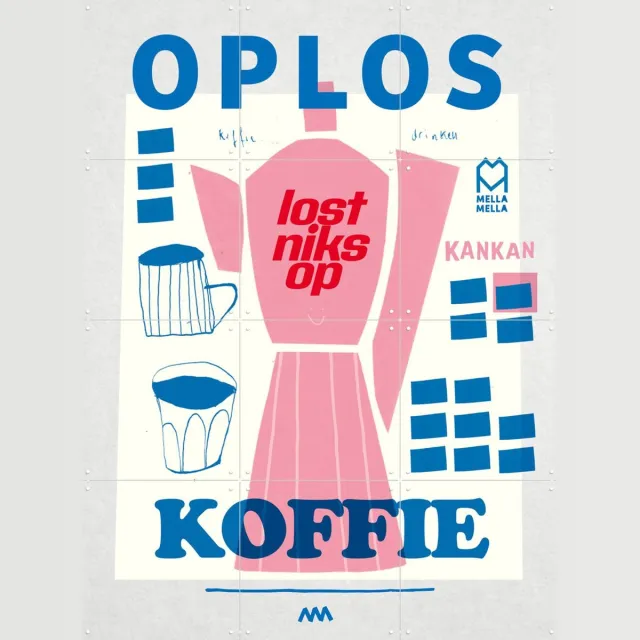IXXI Oploskoffie, Mella Mella - 60 x 80 cm - Grote wanddecoratie en posters - Illustraties, Speels, Grafisch Ontwerp, Minimalisme, Keuken, Eetkamer Roze / Lichte tinten