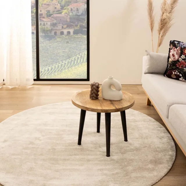 Paon Brillant Viscose vloerkleed rond - Glamour ivoor 160