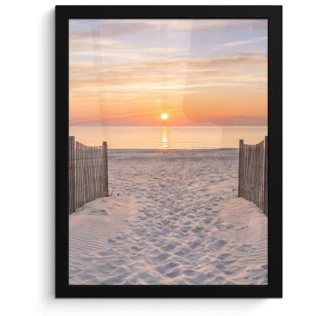 FrameYourWall Poster in lijst - Fotolijst 30x40 cm - Posters - Zonsondergang - Strand - Zand - Posterlijst zwart - Decoratie - Wanddecoratie woonkamer - Muurdecoratie slaapkamer