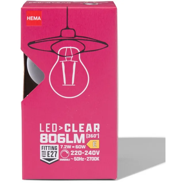 HEMA Led peer clear E27 4.9W 806lm dim