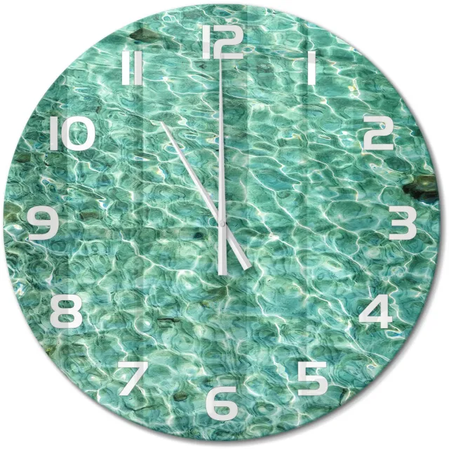 TULUP Wandklok - Transparant water Klok Glas Met Opdruk - fi60 cm - Groente Moderne Wandklok Glas - Witte handen - Ronde Klok - Decoratieve Glazen Klok - Glazen Wandklok Design