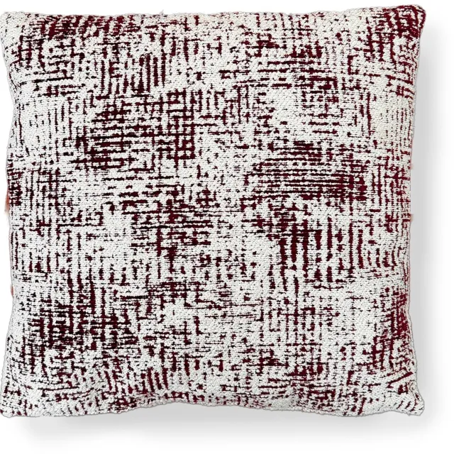 Woonexpress Sierkussen Lucas - zachte chenille - modern patroon Bordeaux/Bruin/Rood
