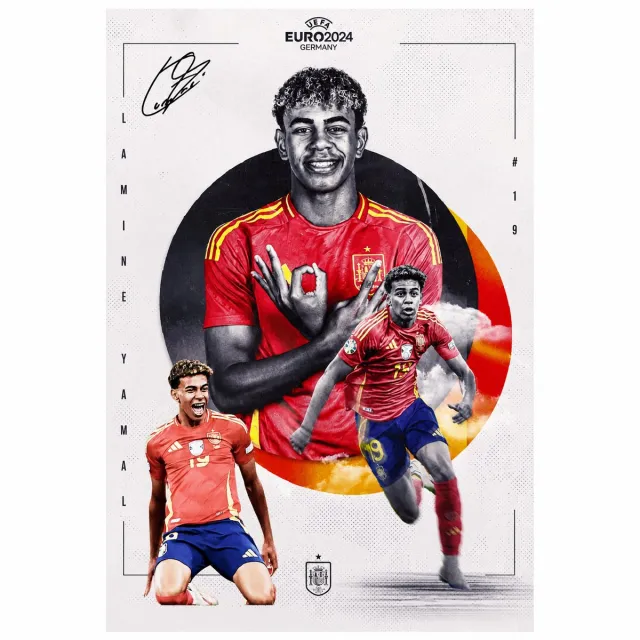 Holland Rose Poster Lamine Yamal I - FC Barcelona - Abstract - Spanje - Voetbal - Bekende voetballer - UEFA Champions League - FIFA - Sport - Wanddecoratie - 60x42cm - A2 - Hoogwaardig glans - Geschikt om in te lijsten lamine lamal