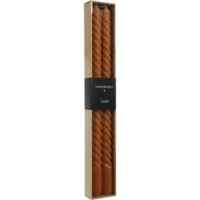 Countryfield gedraaide kaars, 2 stuks, goudgeel, 30 cm