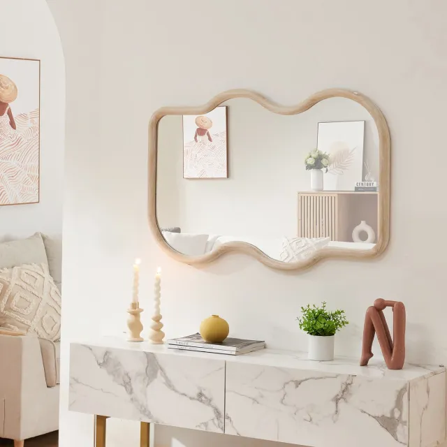 Wandspiegel Bellerirnu 90x60 cm sonoma eikenkleurig [en.casa]