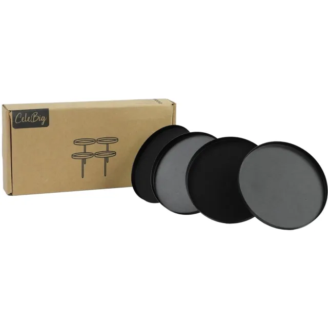 Celebig® Set van 4 metalen kaarsenhouders, ø10cm, met randbeschermers voor adventskransen en doe-het-zelfprojecten | Kaarsenhouders met spijkers en platform | Perfect voor stompkaarsen | Kandelaars in zwart multi