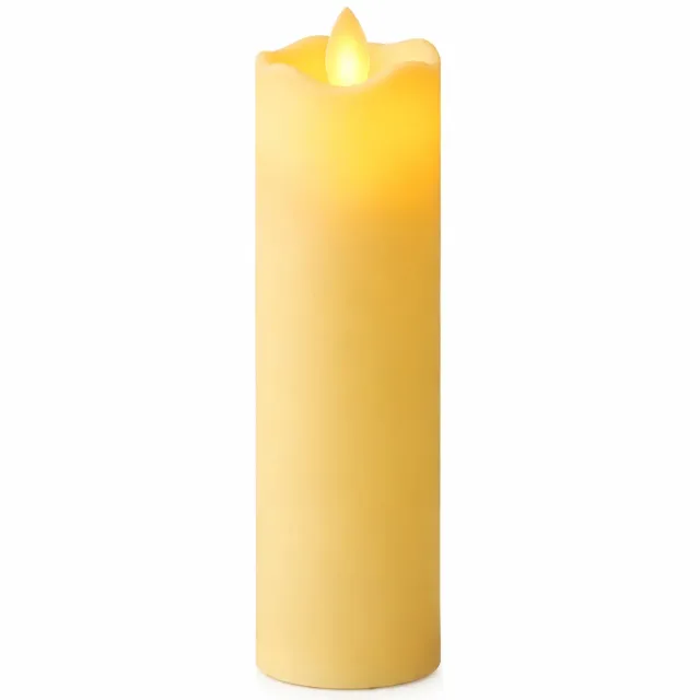 SWGOTA led kaarsen met bewegende vlam, 5 x 17 cm, golvende bovenrand, warm decoratief licht, 12 stuks per displaydoos Ivoorwit