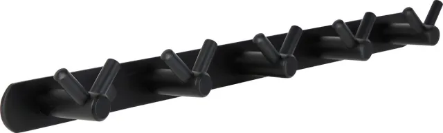 TOJ 10 Haaks Wandkapstok – 40cm - Muur / Wand Kapstok - Hangende Design Muurkapstok - Handdoekrek - RVS - Mat Zwart