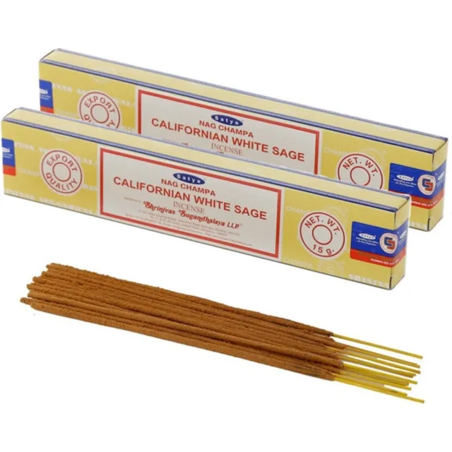 Satya Nag Champa wierrook stokjes Witte Salie geur - 30x - Lichaam in balans - Meditatie - staafjes van 21 cm Multi