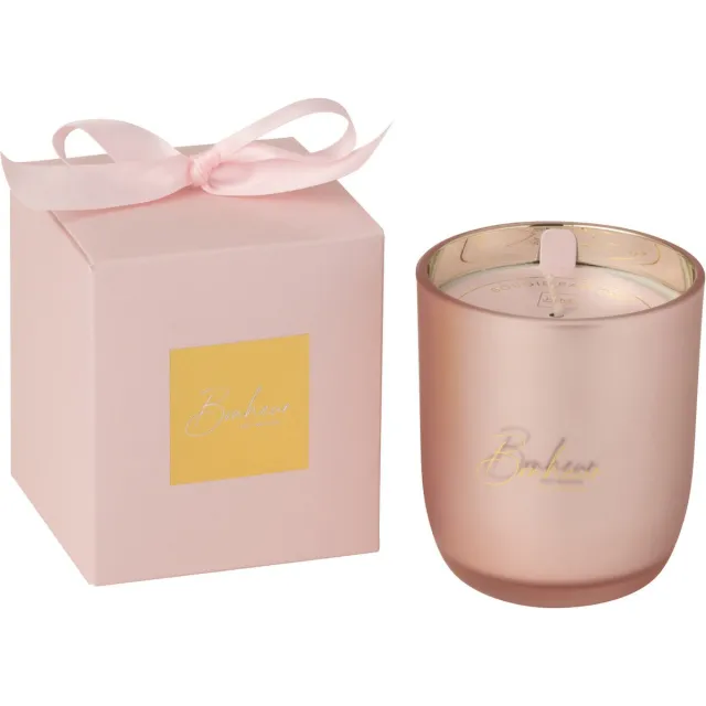 J-Line geurkaars Bonheur - Sapphire Amber Tea - glas - roze - small - 35U