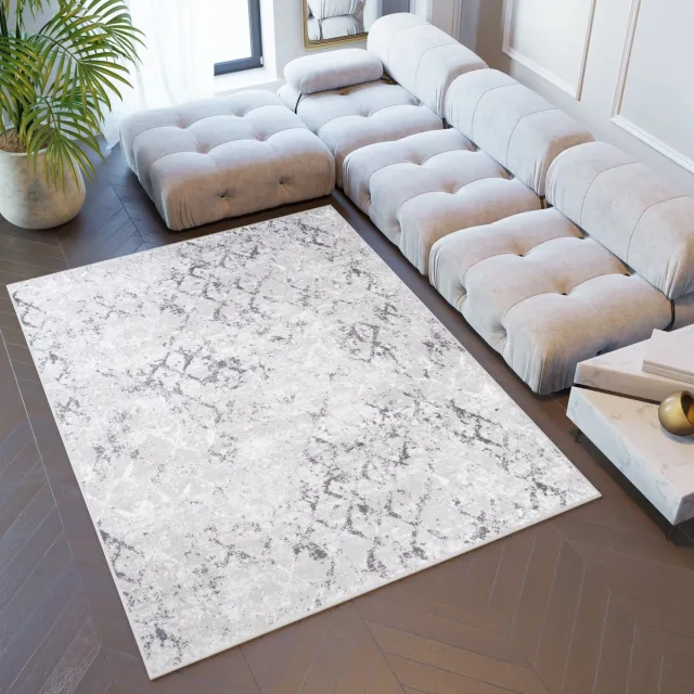 Tapiso Sky Vloerkleed Grijs Trellis Woonkamer Slaapkamer Tapijt Maat - 250x350 Grijs4