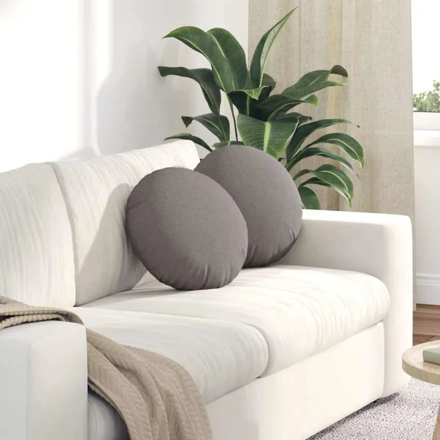 vidaXL Zitkussens 2 st Stof Taupe Dia. 40 x 13 cm