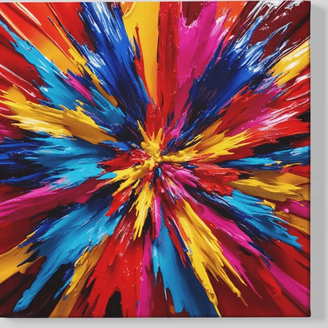 Trendex Global Vierkant Canvas Schilderij - Kleurrijke Abstract - 100x100x2 cm