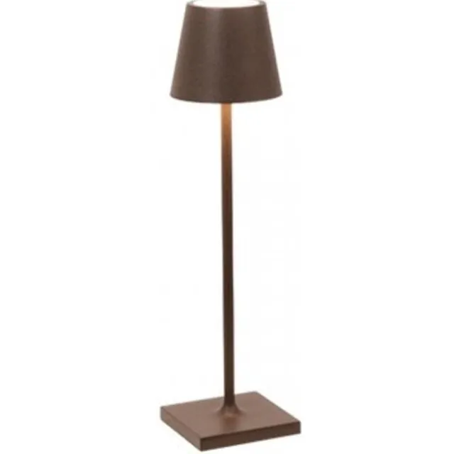 Zafferano Poldina Pro Micro Corten LED tafellamp, oplaadbaar en dimbaar met batterijduur tot 12 uur Bruin