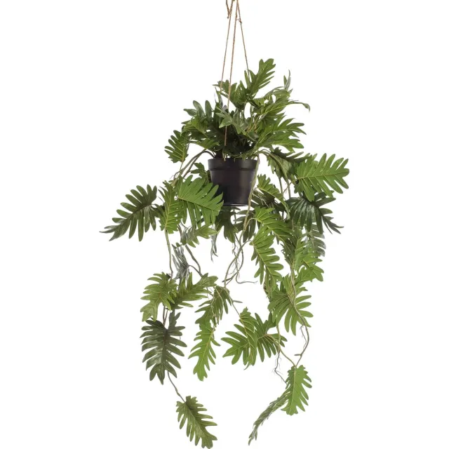 Emerald Kunst Hangplant in pot Philodendron 80cm - Kunstplant voor binnen Groen