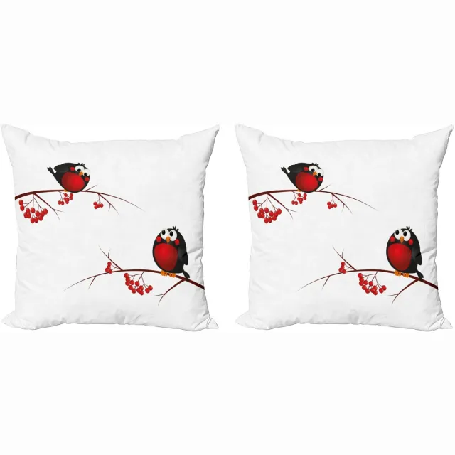 ABAKUHAUS rode kornoelje decoratiekussens – 2x50x50 cm – dubbelzijdig bedrukt – rood/wit/zwart