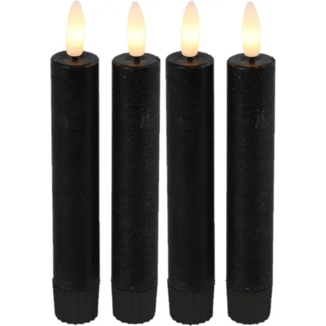 Countryfield Led dinerkaarsen - 4x st- zwart -H15cm - afstandsbediening