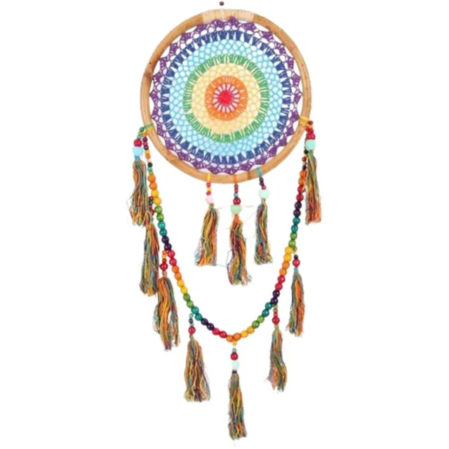 Ruben Robijn Dromenvanger Bamboe Rainbow Gehaakt - Regenboog - Dream Catcher - 32cm n.n.b