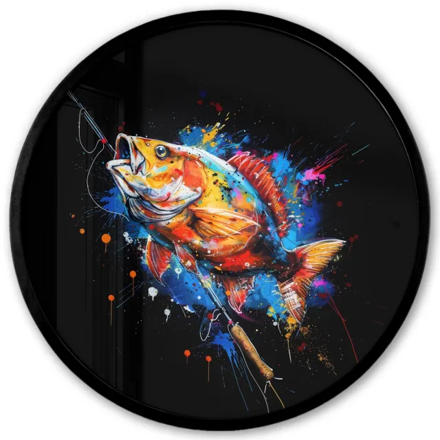 FrameYourWall Poster in lijst Rond - Fotolijst 40x40 cm - Posters - Graffiti - Sport - Vissen - Vis - Hengel - Ronde posterlijst zwart - Decoratie - Wanddecoratie woonkamer - Muurdecoratie slaapkamer Vishengel