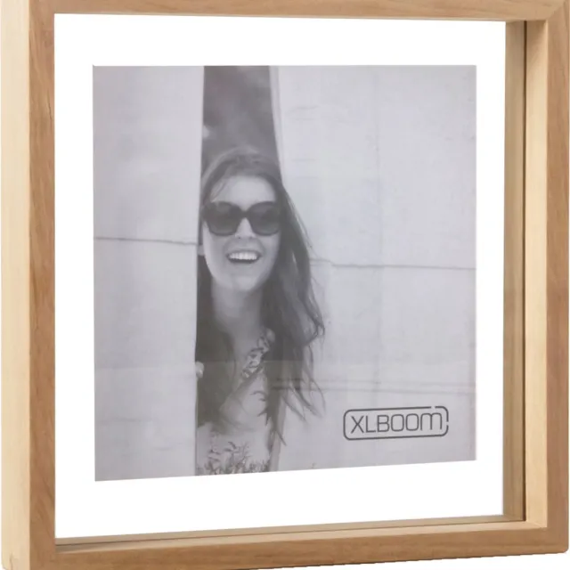 XLBoom Floating Box Fotolijst Timber 25x25cm - Zwevend houten frame met glas - Verkrijgbaar in wit, lichtbruin en zwart – Tijdloze design fotolijst voor modern wonen